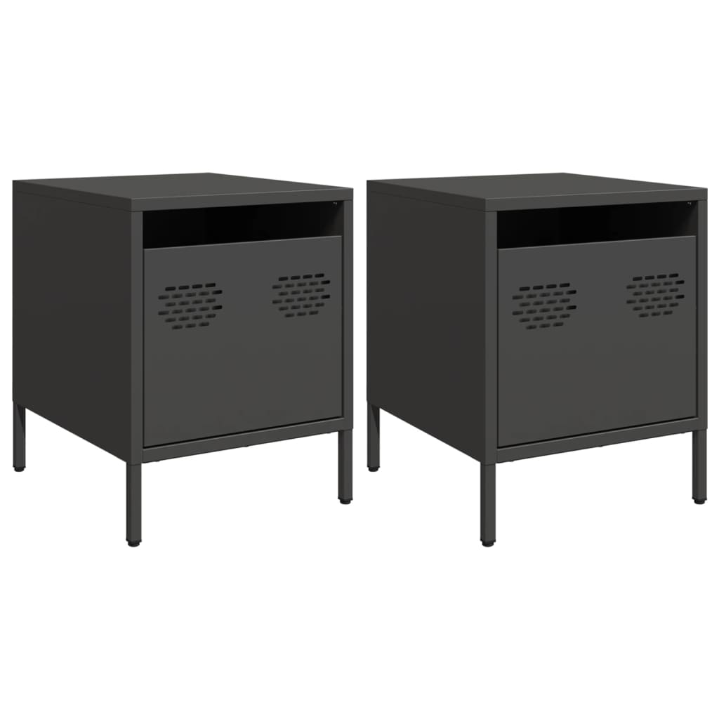 Tables de chevet 2 pcs. Noir 35x39x43,5 cm en acier
