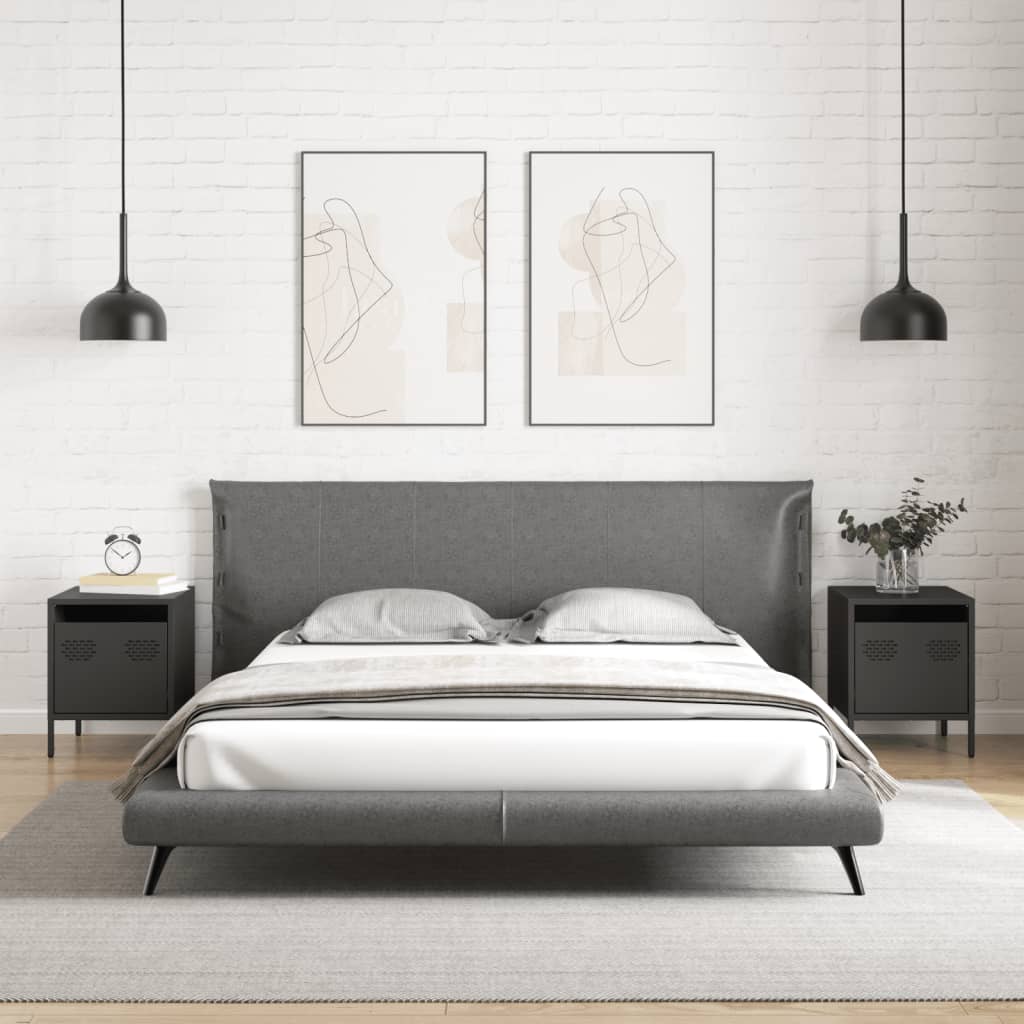 Tables de chevet 2 pcs. Noir 35x39x43,5 cm en acier