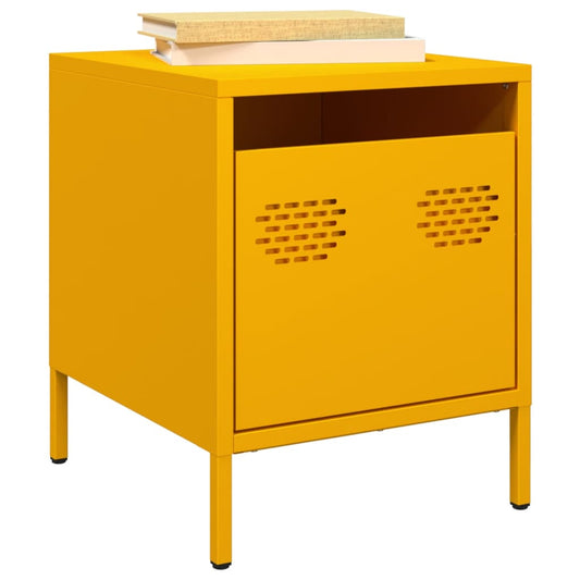 Tables de chevet 2 pcs. Jaune moutarde 35x39x43,5 cm en acier