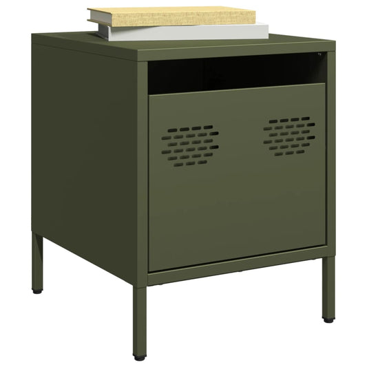 Bedside tables 2 pcs. Olive green 35x39x43.5 cm steel