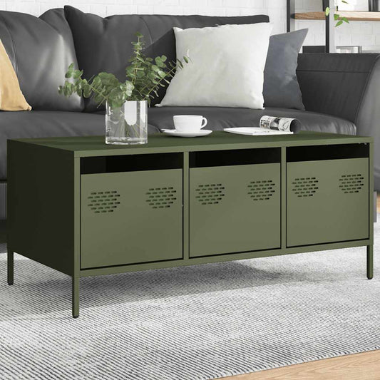 Coffee Table Olive Green 101.5x50x43.5 cm Cold-rolled steel