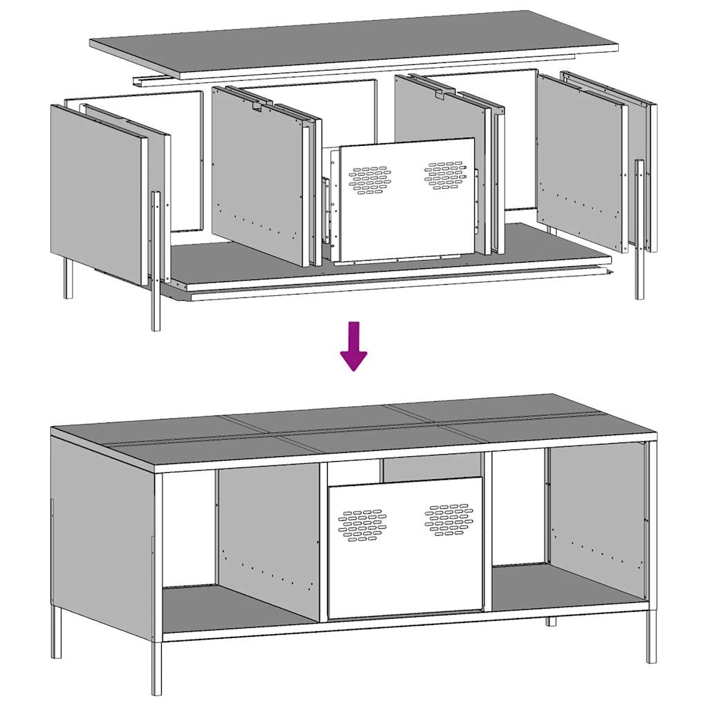 Table basse anthracite 101,5x50x43,5 cm acier laminé à froid