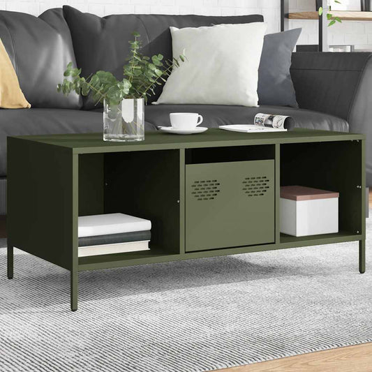 Coffee Table Olive Green 101.5x50x43.5 cm Cold-rolled steel