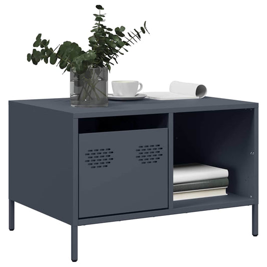 Table basse anthracite 68,5x50x43,5 cm en acier laminé à froid