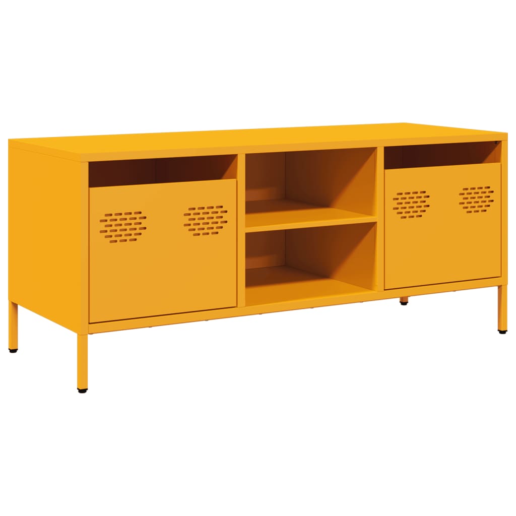 Meuble TV jaune moutarde 101,5x39x43,5 cm Acier laminé à froid