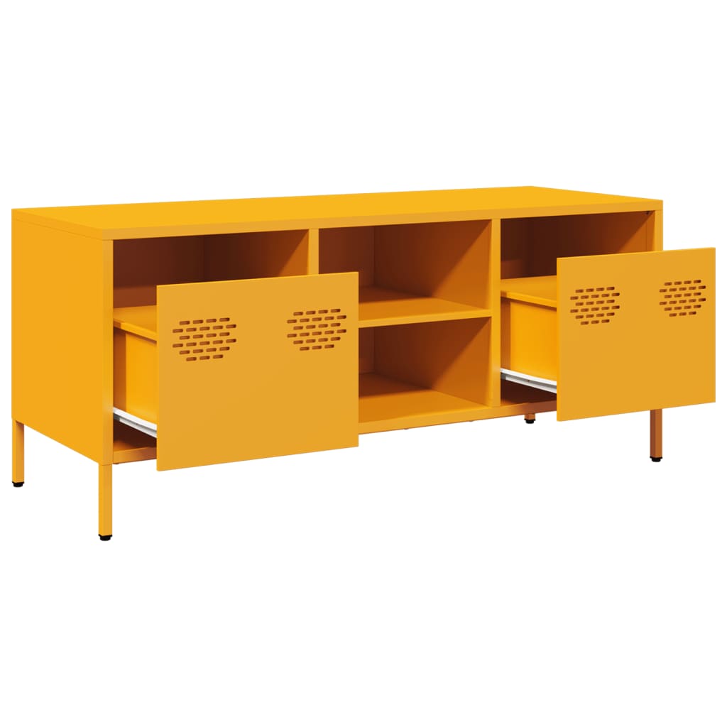 Meuble TV jaune moutarde 101,5x39x43,5 cm Acier laminé à froid
