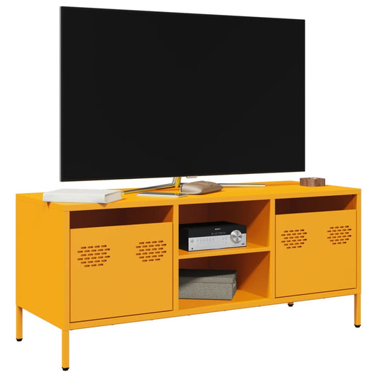 Meuble TV jaune moutarde 101,5x39x43,5 cm Acier laminé à froid