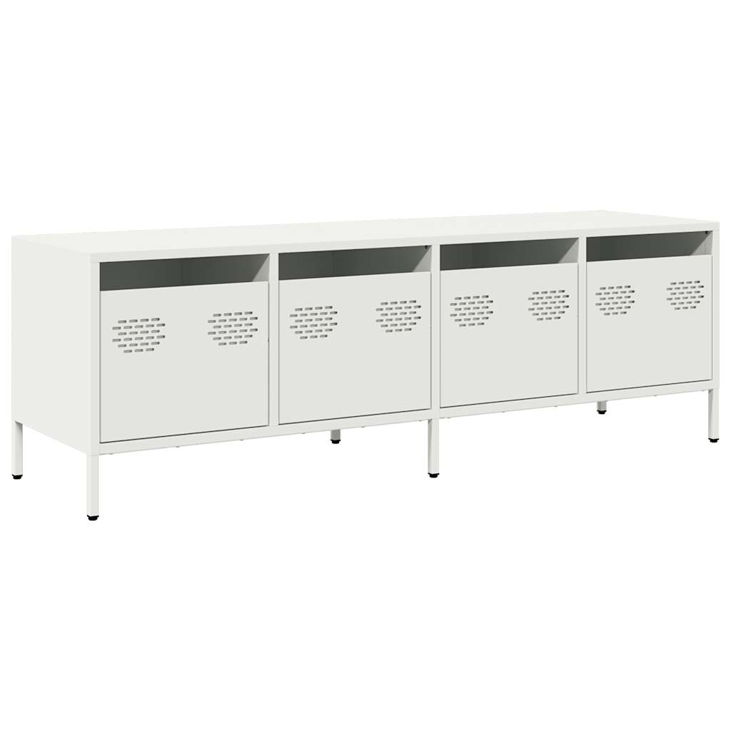 Meuble TV blanc 135x39x43,5 cm en acier laminé à froid