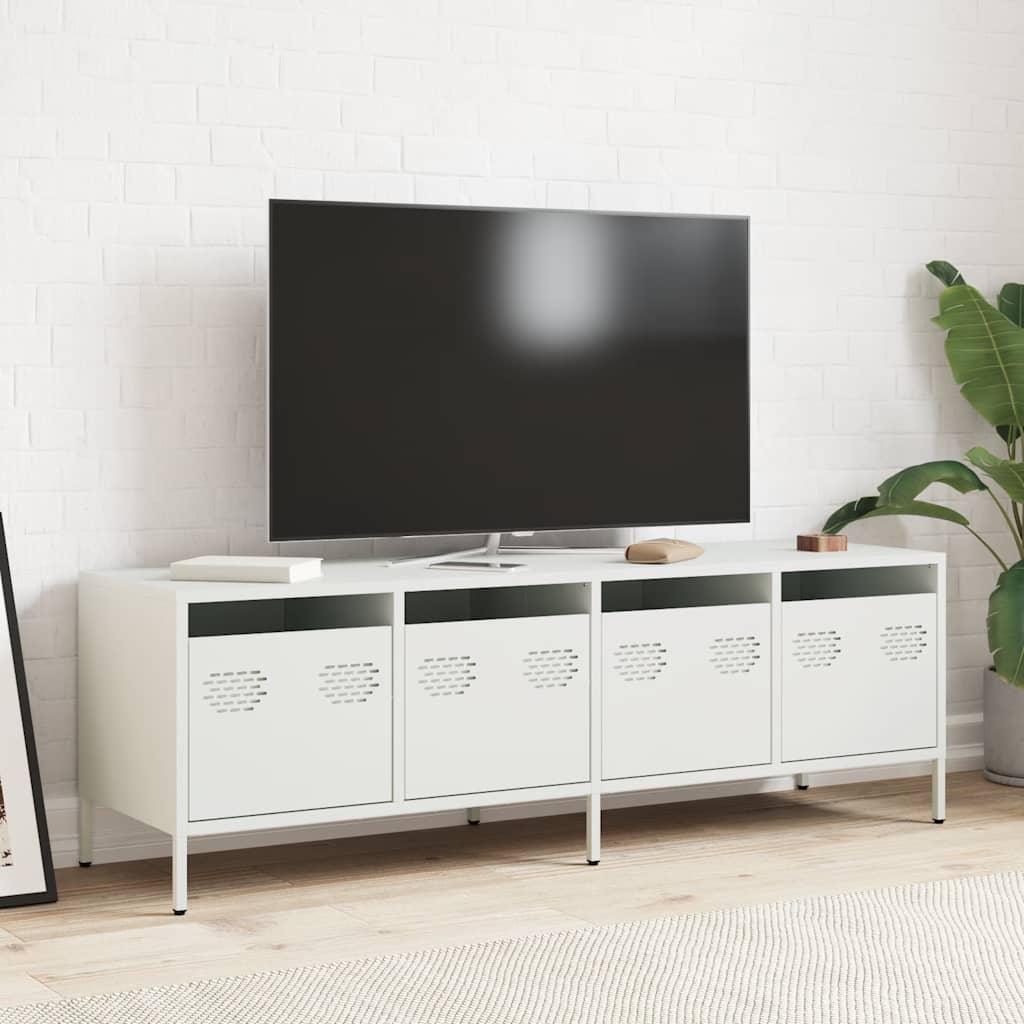 Meuble TV blanc 135x39x43,5 cm en acier laminé à froid