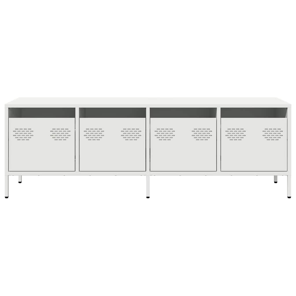 Meuble TV blanc 135x39x43,5 cm en acier laminé à froid