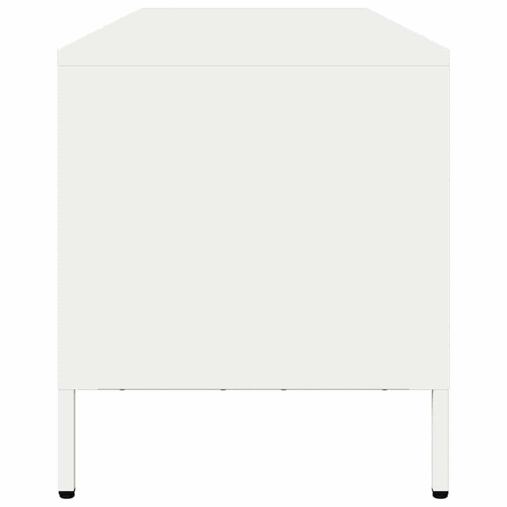 Meuble TV blanc 135x39x43,5 cm en acier laminé à froid