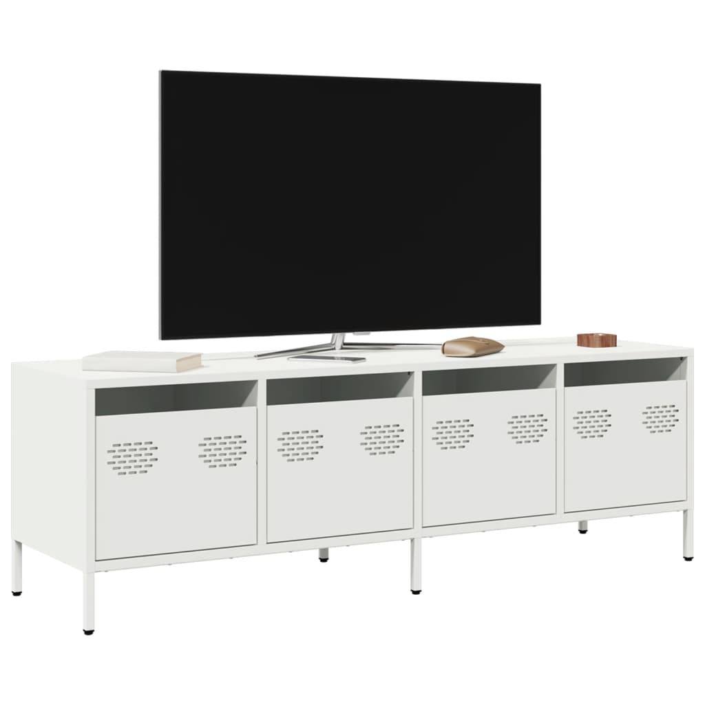 Meuble TV blanc 135x39x43,5 cm en acier laminé à froid