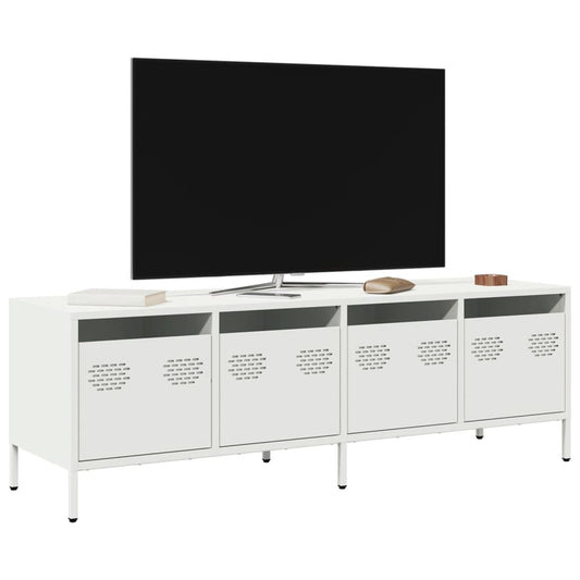 Meuble TV blanc 135x39x43,5 cm en acier laminé à froid