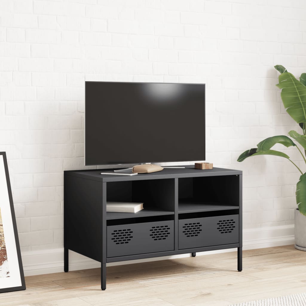 Meuble TV anthracite 68x39x43,5 cm acier laminé à froid