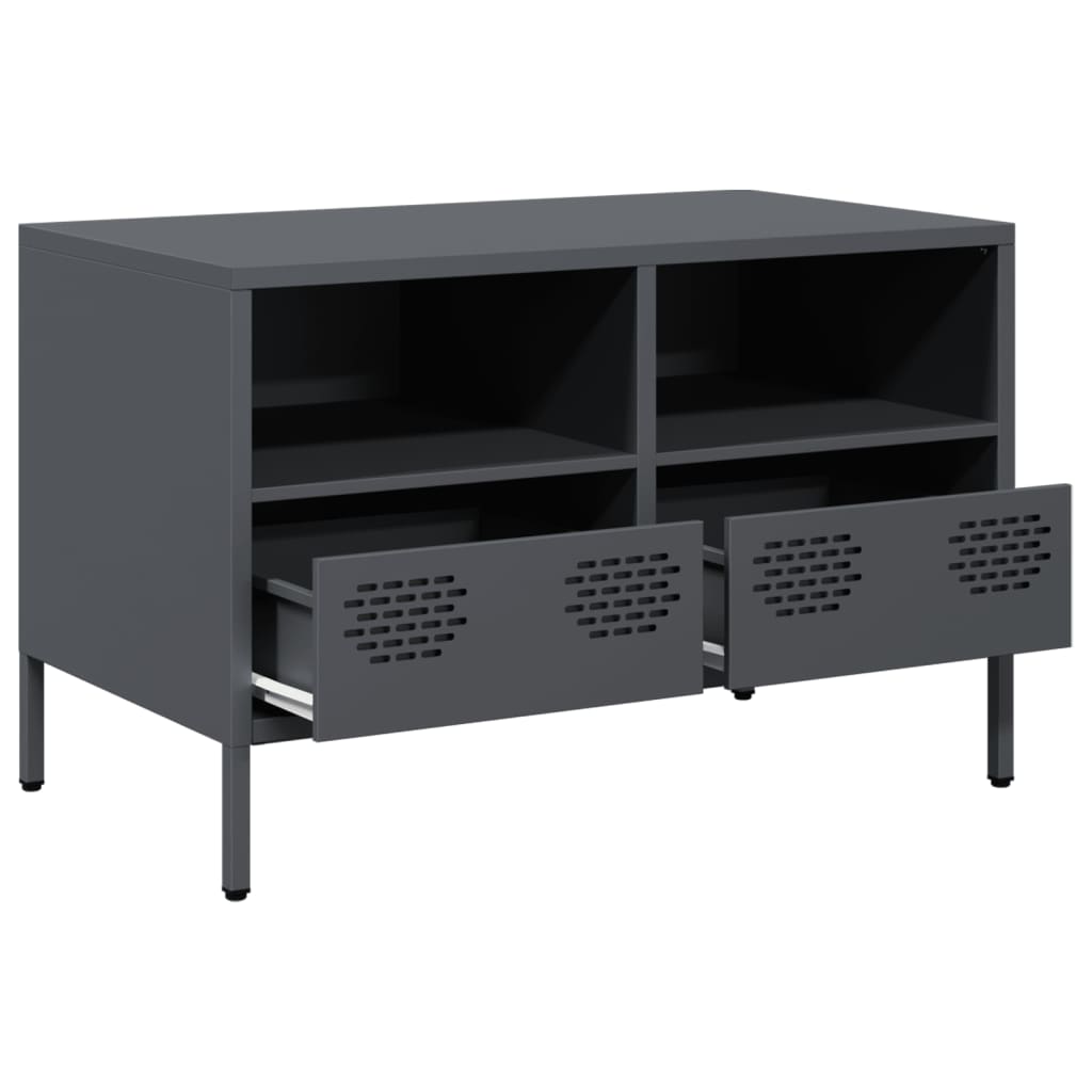 Meuble TV anthracite 68x39x43,5 cm acier laminé à froid