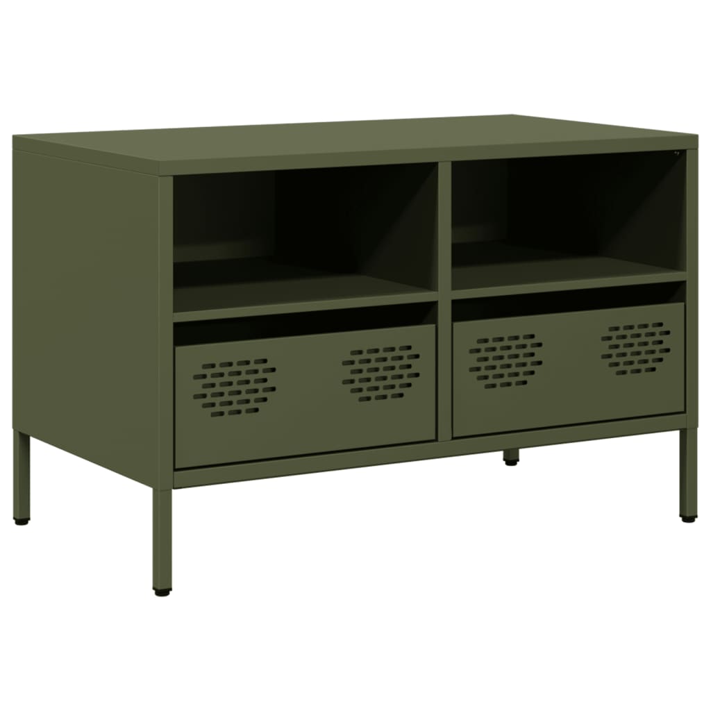 Meuble TV vert olive 68x39x43,5 cm Acier laminé à froid