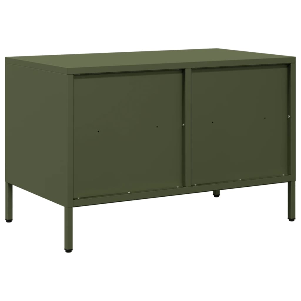 Meuble TV vert olive 68x39x43,5 cm Acier laminé à froid