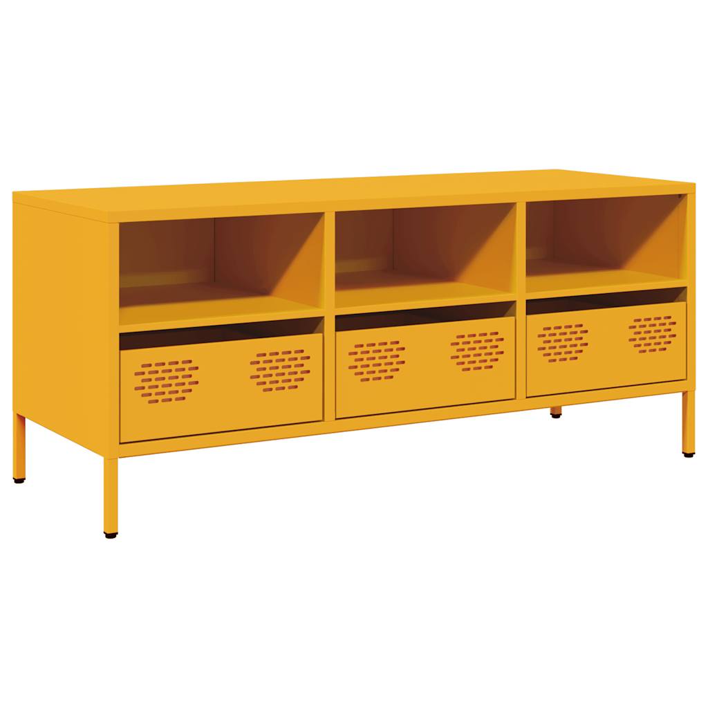 Meuble TV jaune moutarde 101,5x39x43,5 cm Acier laminé à froid