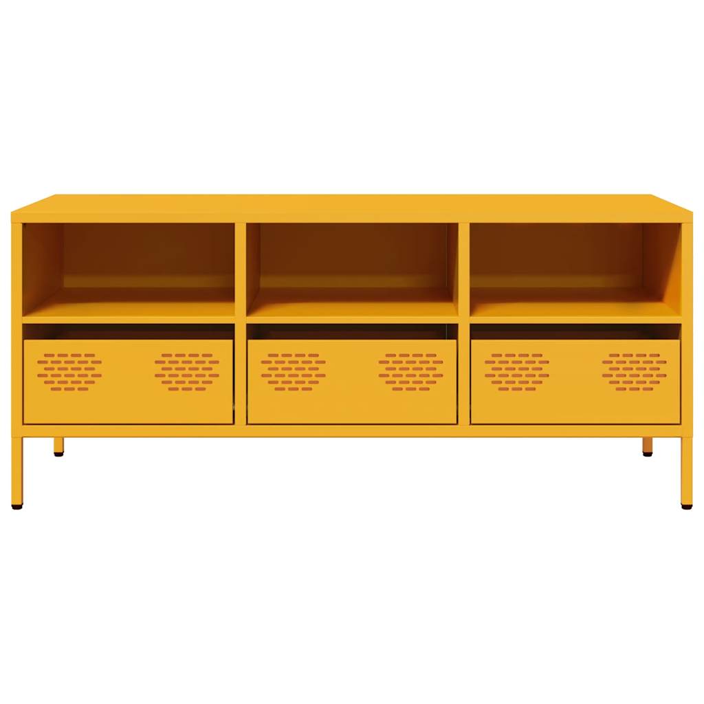 Meuble TV jaune moutarde 101,5x39x43,5 cm Acier laminé à froid