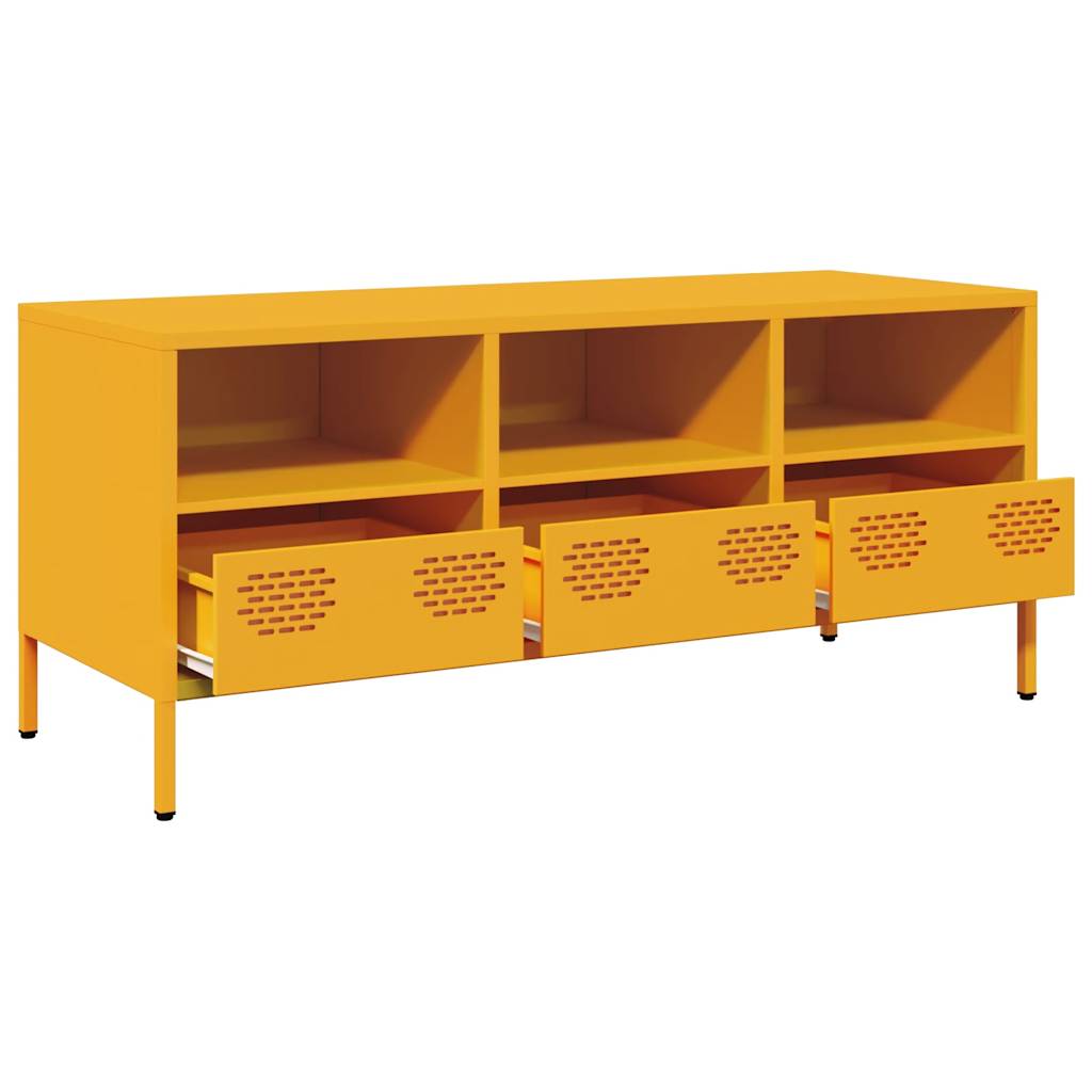Meuble TV jaune moutarde 101,5x39x43,5 cm Acier laminé à froid