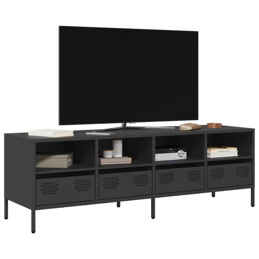 Meuble TV noir 135x39x43,5 cm en acier laminé à froid