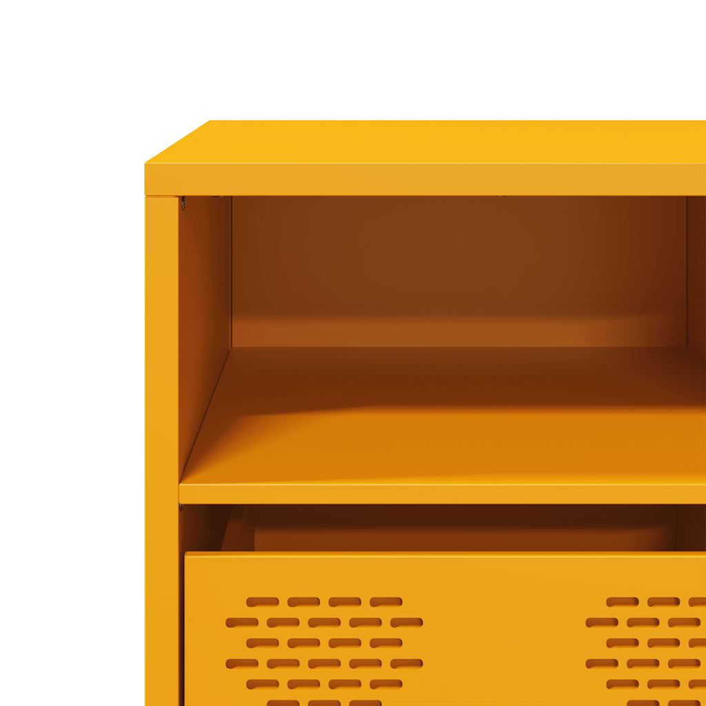 Meuble TV jaune moutarde 135x39x43,5 cm Acier laminé à froid