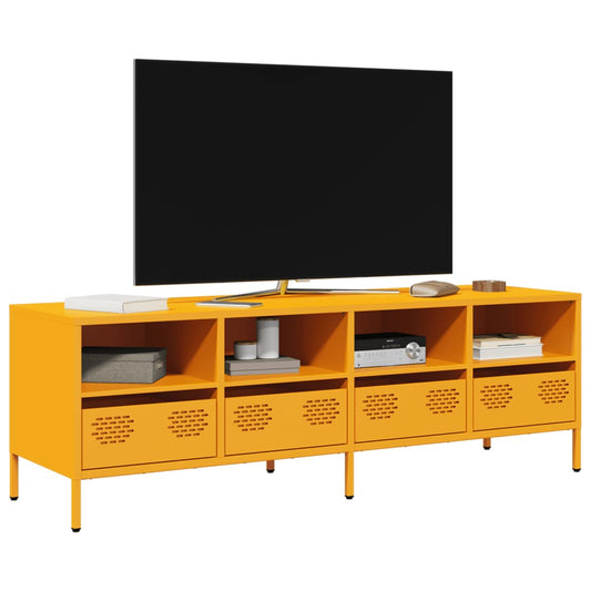 Meuble TV jaune moutarde 135x39x43,5 cm Acier laminé à froid