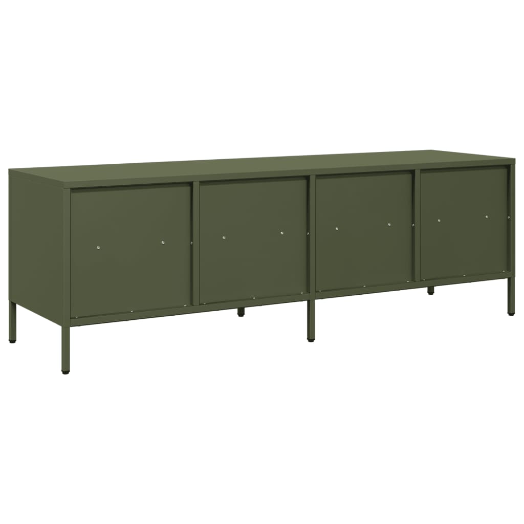Meuble TV vert olive 135x39x43,5 cm Acier laminé à froid