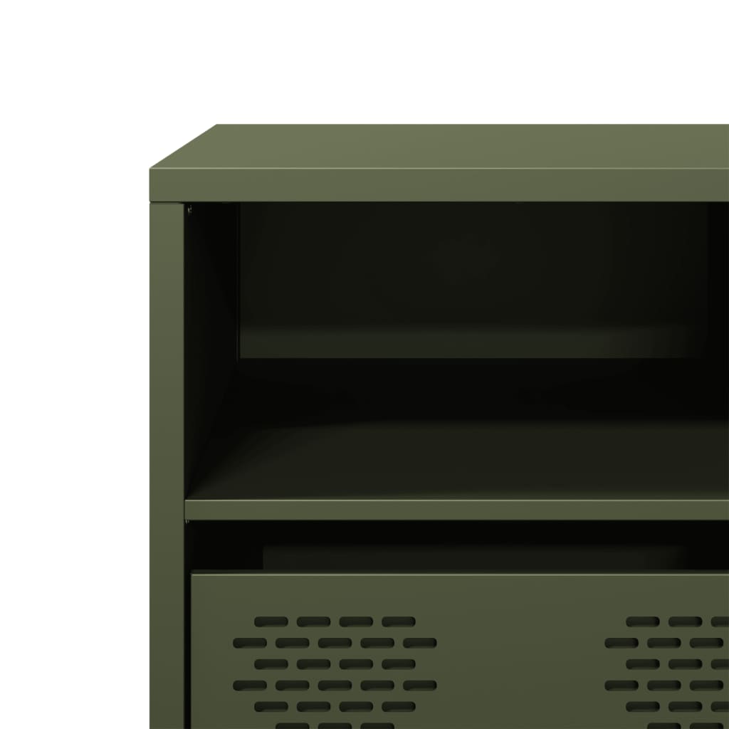 Meuble TV vert olive 135x39x43,5 cm Acier laminé à froid