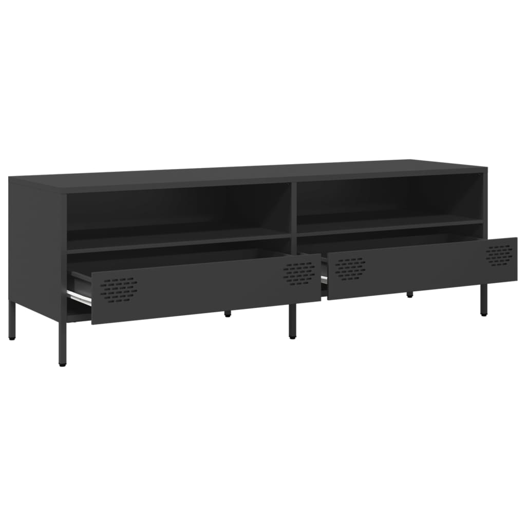 Meuble TV noir 135x39x43,5 cm en acier laminé à froid