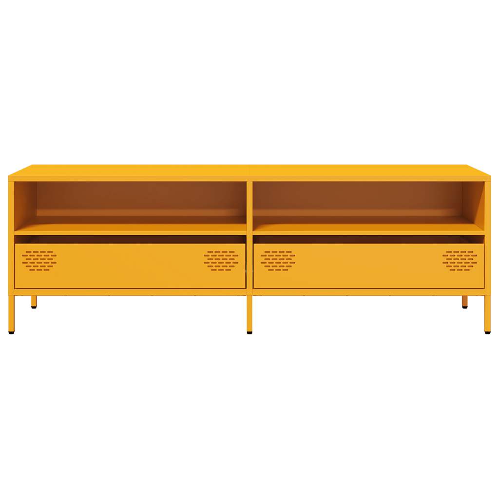 Meuble TV jaune moutarde 135x39x43,5 cm Acier laminé à froid