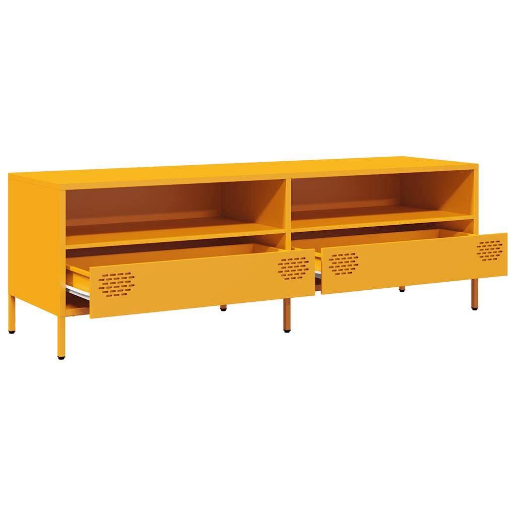 Meuble TV jaune moutarde 135x39x43,5 cm Acier laminé à froid