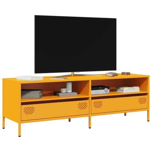 Meuble TV jaune moutarde 135x39x43,5 cm Acier laminé à froid
