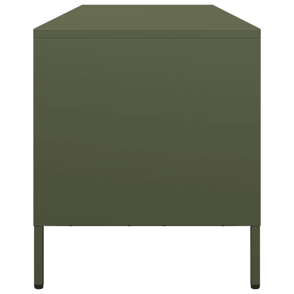 Meuble TV vert olive 135x39x43,5 cm Acier laminé à froid