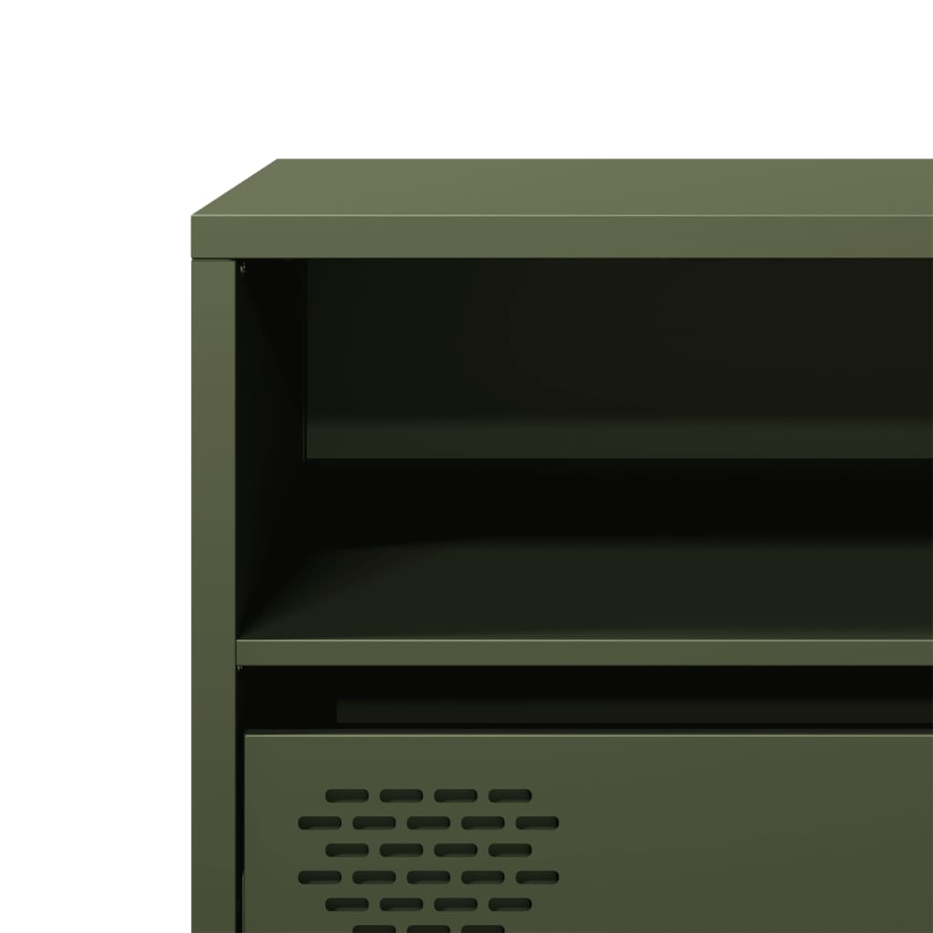 Meuble TV vert olive 135x39x43,5 cm Acier laminé à froid