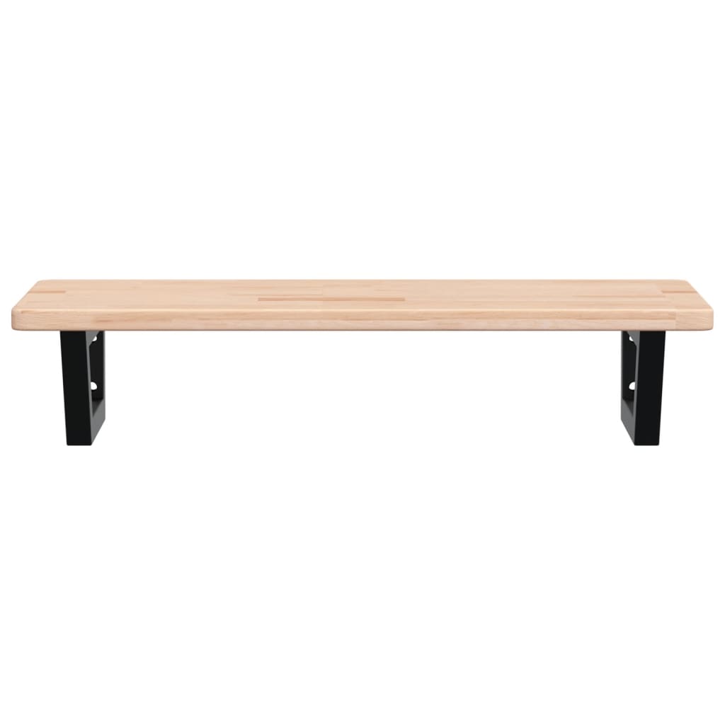 Waschtischplatte mit Halterung Stahl und Massivholz Eiche