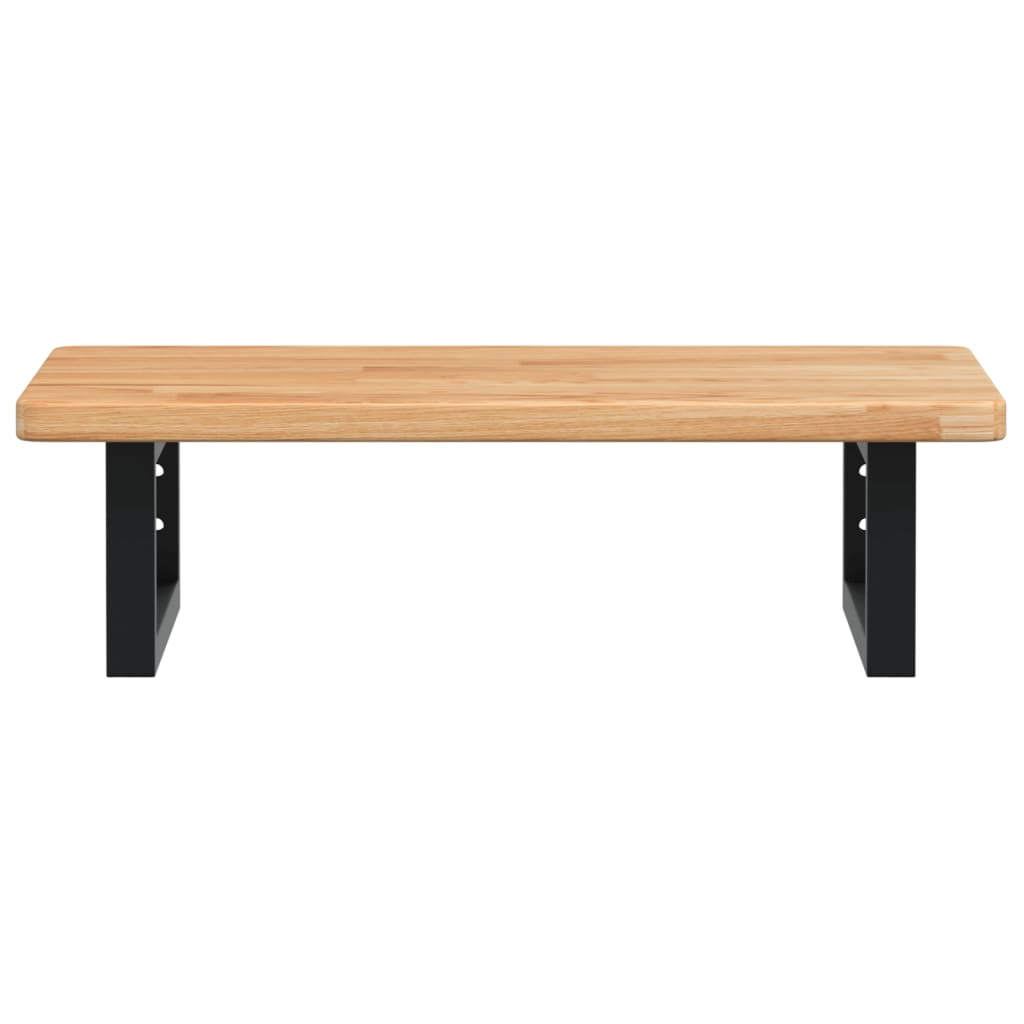 Waschtischplatte mit Halterung Stahl und Massivholz Eiche