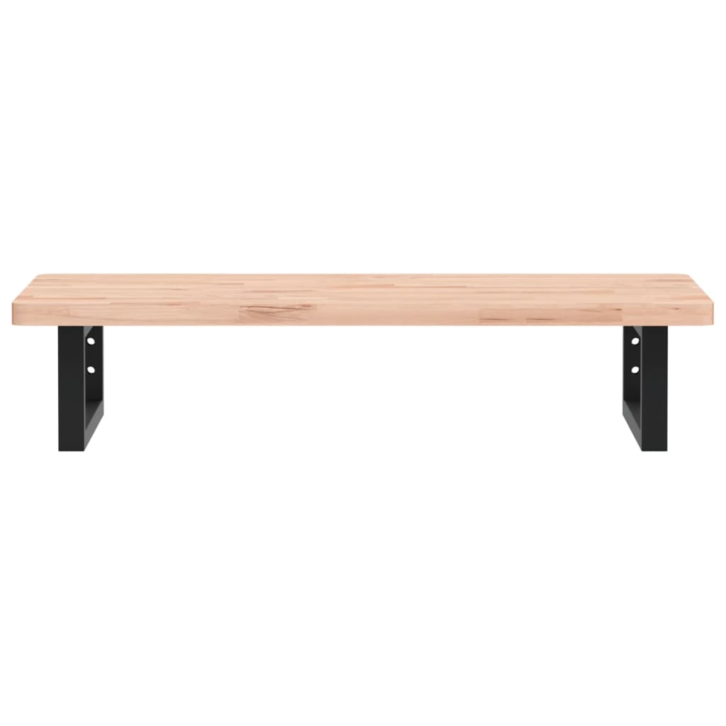 Waschbeckenregal Wandmontage Stahl und Massivholz Buche