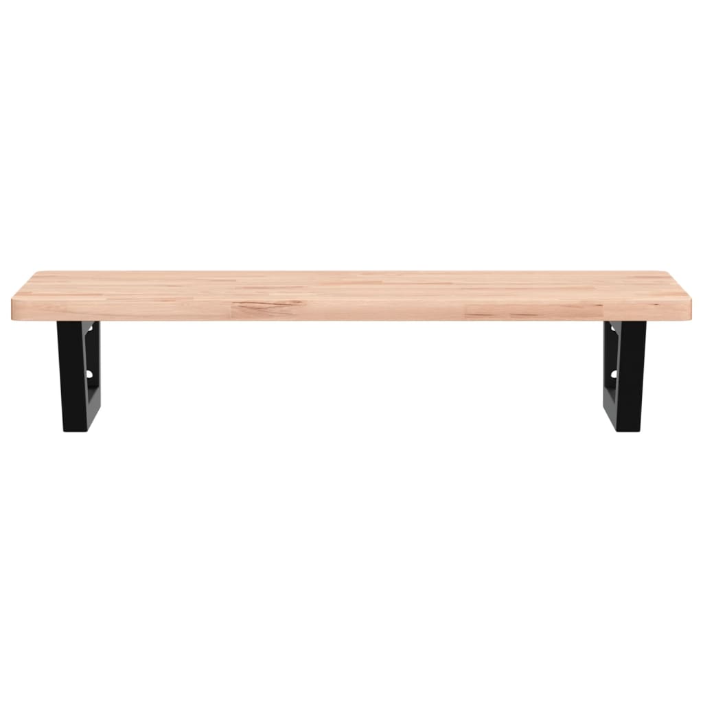 Waschbeckenregal Wandmontage Stahl und Massivholz Buche