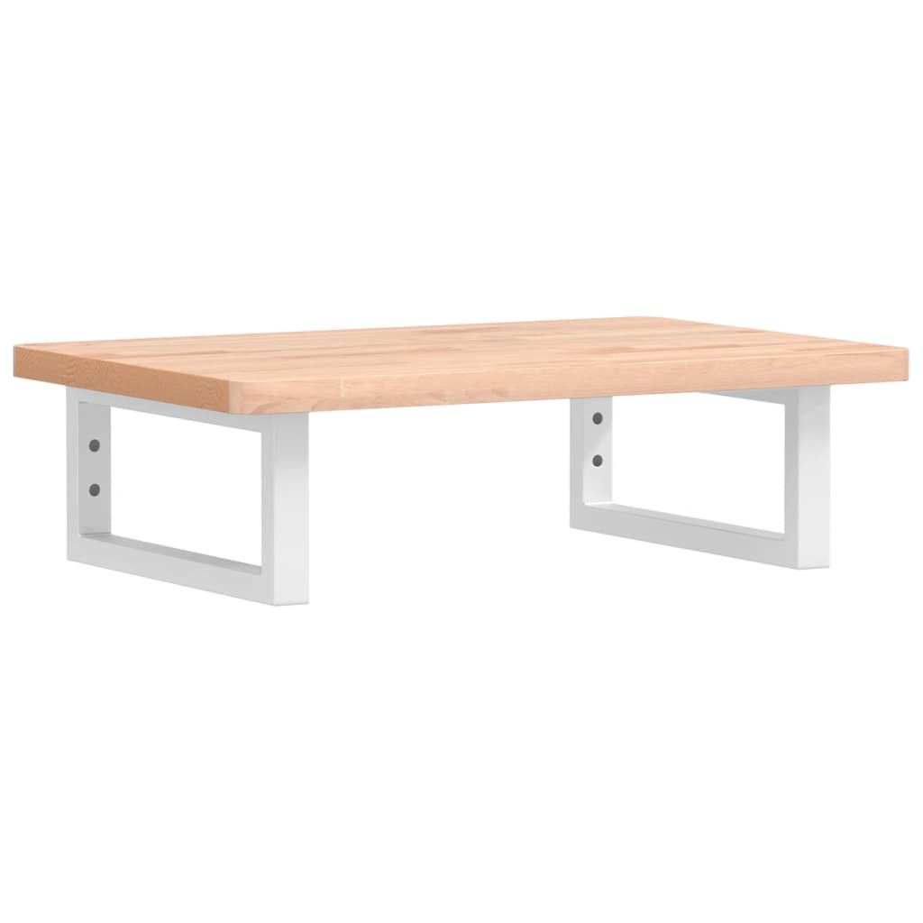 Washbasin shelf wall-mounted steel and solid beech wood