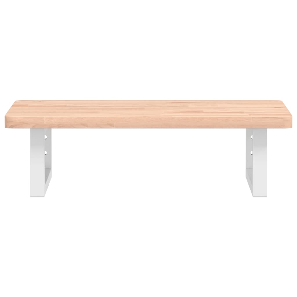 Washbasin shelf wall-mounted steel and solid beech wood