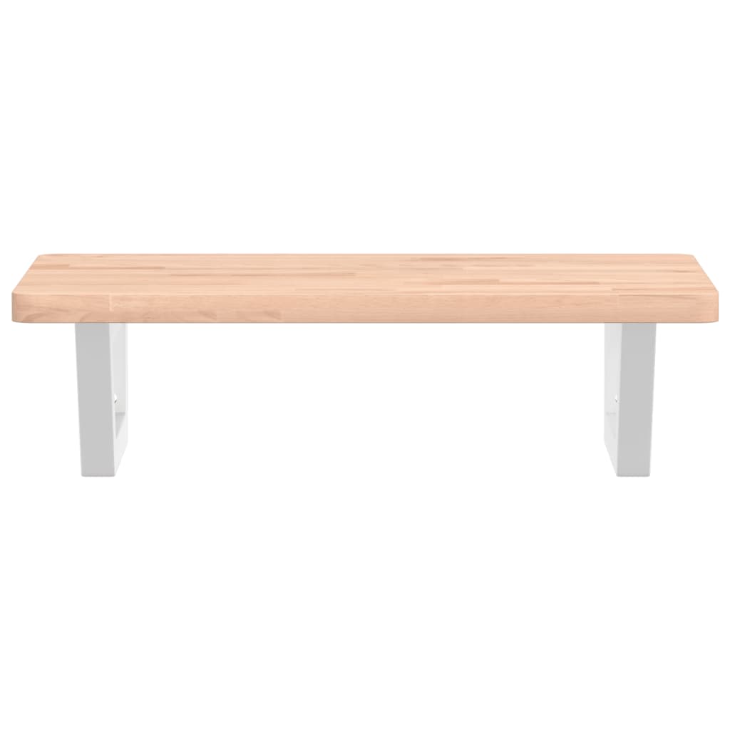 Waschbeckenregal Wandmontage Stahl und Massivholz Buche