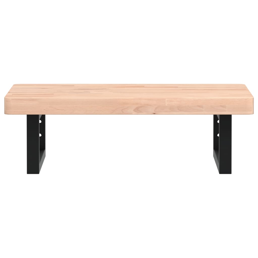 Waschbeckenregal Wandmontage Stahl und Massivholz Buche