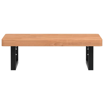 Waschbeckenregal Wandmontage Stahl und Massivholz Buche