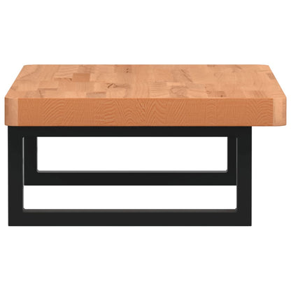 Waschbeckenregal Wandmontage Stahl und Massivholz Buche