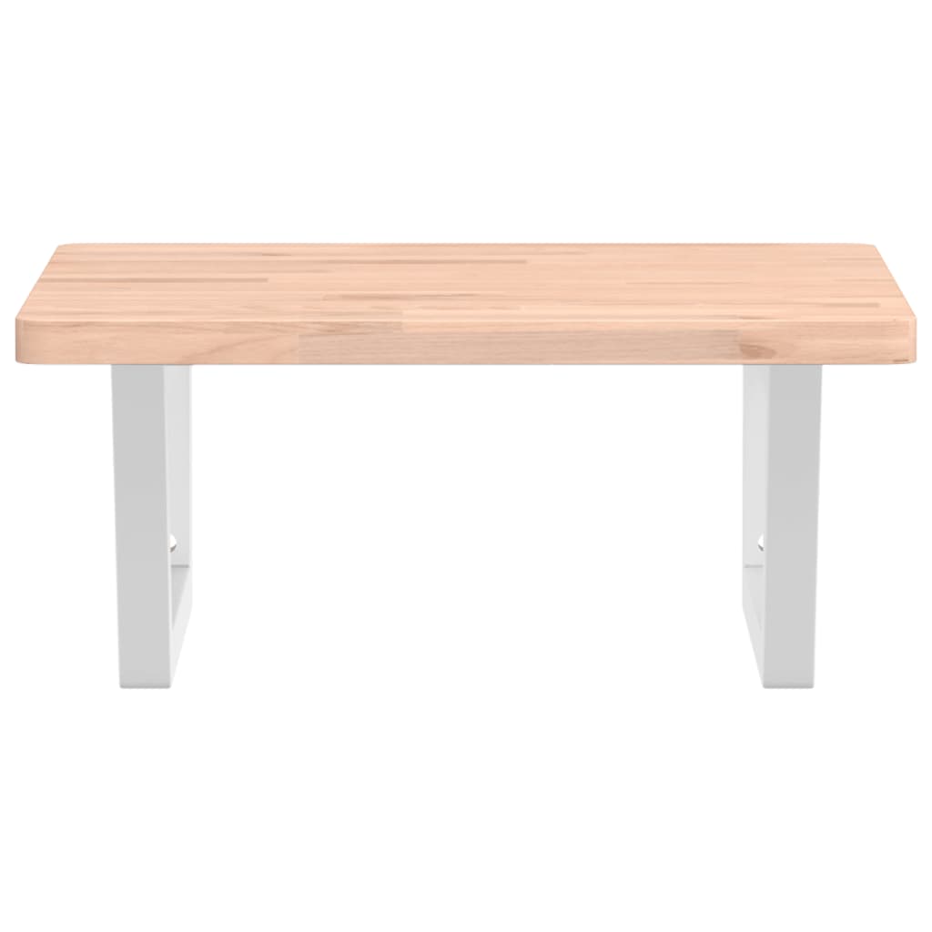 Waschbeckenregal Wandmontage Stahl und Massivholz Buche