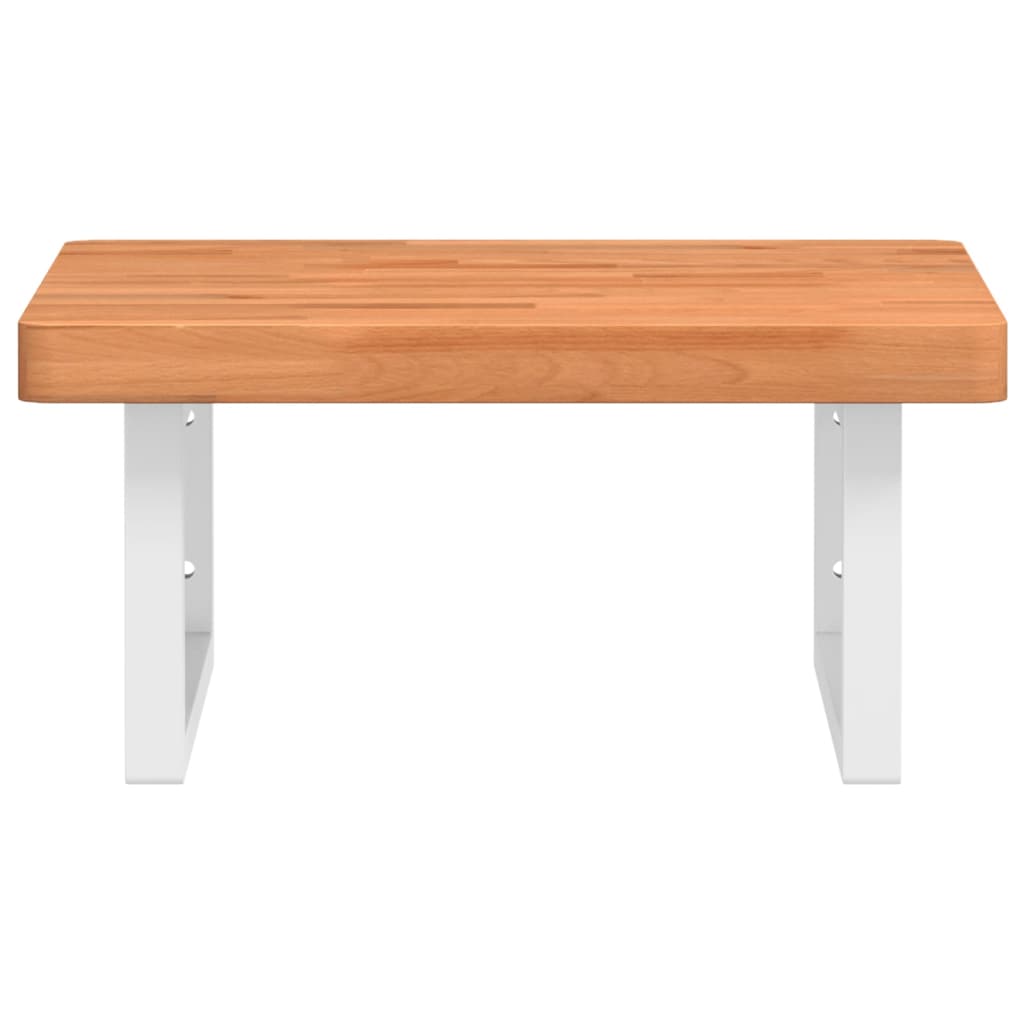 Waschbeckenregal Wandmontage Stahl und Massivholz Buche