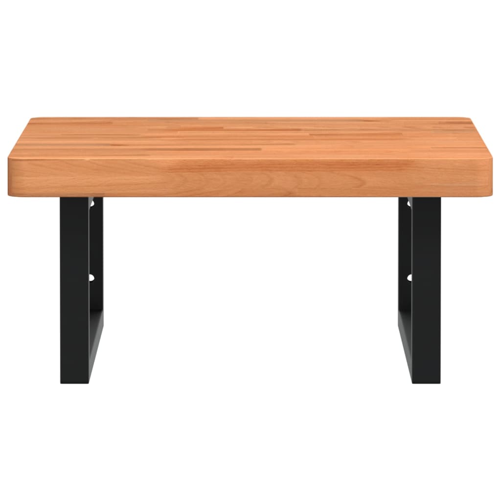 Waschbeckenregal Wandmontage Stahl und Massivholz Buche