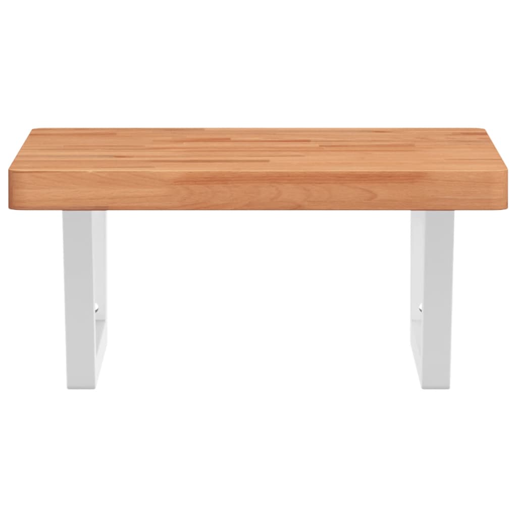 Waschbeckenregal Wandmontage Stahl und Massivholz Buche