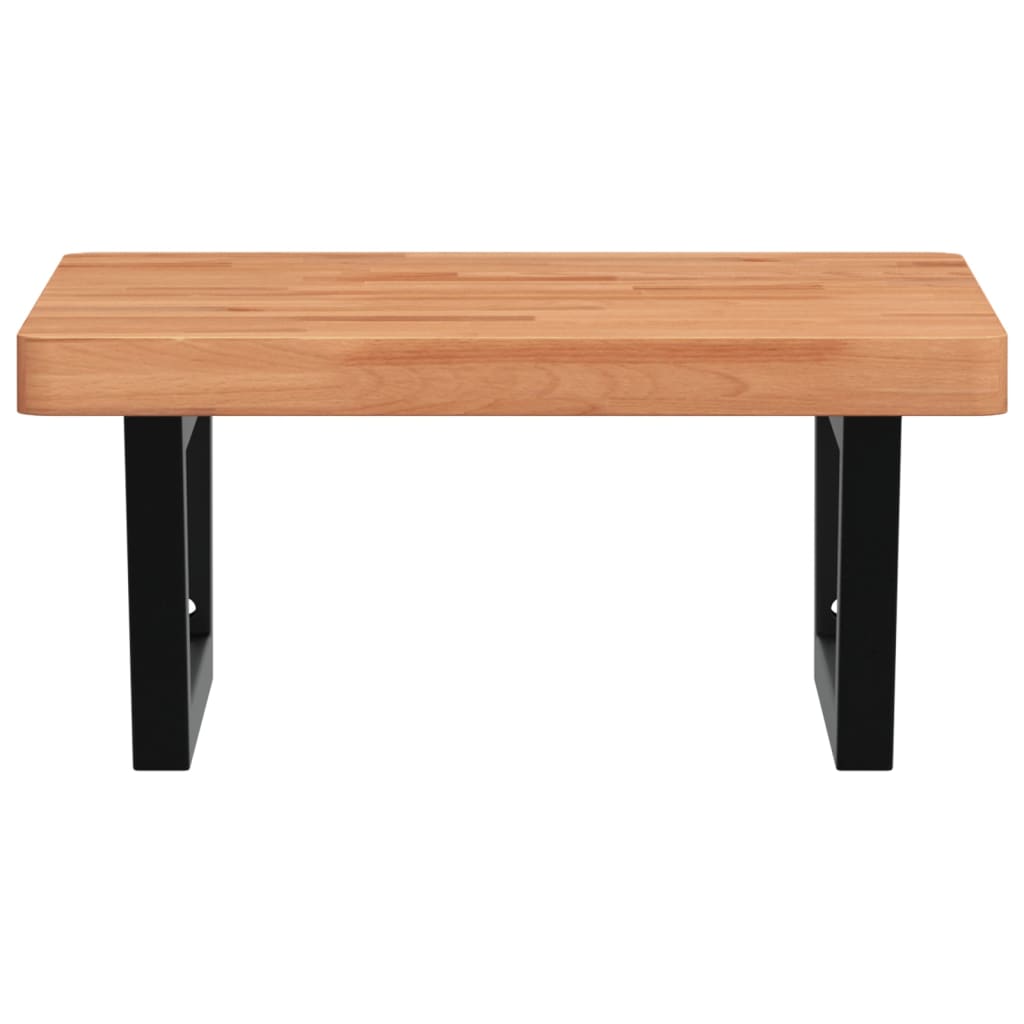 Waschbeckenregal Wandmontage Stahl und Massivholz Buche